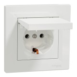 Priza simpla schuko cu capac IP20 Schneider Asfora alb EPH3100121
