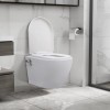vidaXL Vas WC Suspendat cu Bideu, Ceramică Albă, Fără Ramă, &Icirc;nchidere Silențioasă, Design Modern