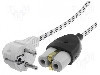Cablu alimentare AC, 2m, 3 fire, culoare alb, CEE 7/7 (E/F) &amp;#351;tecar in unghi, NZU-1 mufa, JONEX - SN39-3/07/2BW