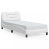 VidaXL Cadru de pat cu tăblie, alb, 90x190 cm, piele ecologică