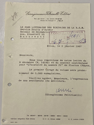 Giangiacomo Feltrinelli - document vechi - semnatura olografa foto