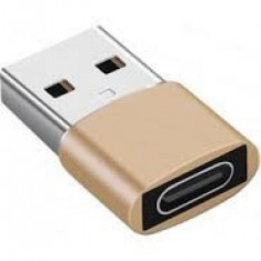 Adaptor mini USB tip C la USB, viteza rapida de transfer - Gri, auriu