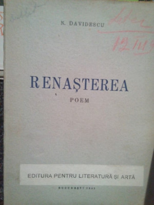 N. Davidescu - Renasterea. Poem (1942) foto