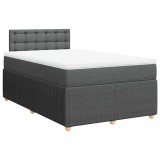 Cumpara ieftin Pat box spring cu saltea, gri inchis, 120x190 cm, textil