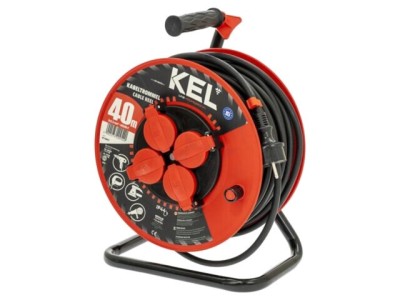Prelungitor alimentare KEL 3x2,5mm2 bobinat cu 4 prize guma neagră foto