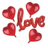 Set Baloane din Folie Inimi Rosii cu Mesaj 3D Love, 5 piese, CMCLASS