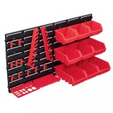 VidaXL Set cutii depozitare 34 piese cu panouri de perete, roșu&amp;negru