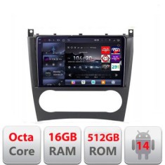 Navigatie Mercedes Clasa C W203 2001-2008 facelift Edotec Kit-093 cu Android Radio Bluetooth Internet 8 core QLED 2K 16+512 360GB CarStore Technology