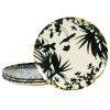 Set 4 farfurii intinse, 26 cm, Hawaii, Crem deschis cu frunze negre