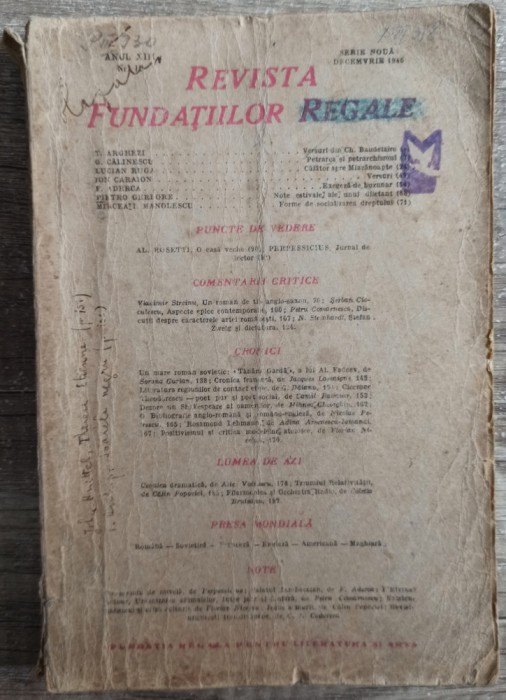 Revista Fundatiilor Regale// decembrie 1946