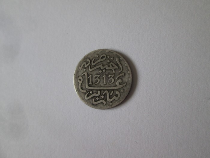 Maroc 1/2 Dirham 1313(1896) monedă argint monetăria Paris-Sultan Hasan I