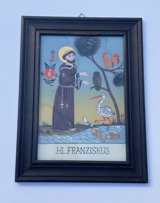 Pictura in ulei pe sticla, Sf&amp;acirc;ntul Francisc foto