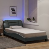 VidaXL Cadru de pat cu LED fără saltea Gri deschis 100x200 cm Material