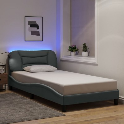 vidaXL Cadru de pat cu LED fără saltea Gri deschis 100x200 cm Material foto