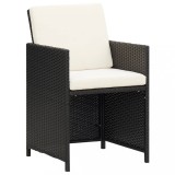 VidaXL Scaune de grădină cu perne, 2 buc., negru, poliratan 42559