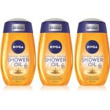 NIVEA Natural Caring ulei de dus pentru piele uscata 3 x 200 ml