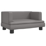 Cumpara ieftin Canapea pentru copii, gri, 60x40x30 cm, piele ecologica
