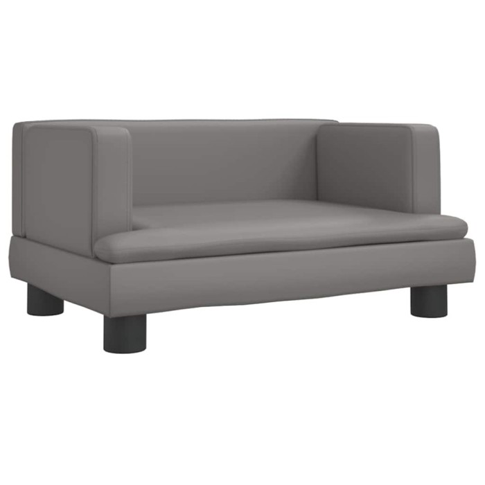 Canapea pentru copii, gri, 60x40x30 cm, piele ecologica