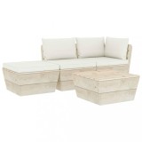 vidaXL Set mobilier grădină din paleți, cu perne, 4 piese, lemn molid