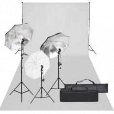 vidaXL Kit studio foto cu set de lumină și fundal