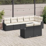 VidaXL Set de canapele pentru grădină 8 pcs Negru Rattan poli 3346767