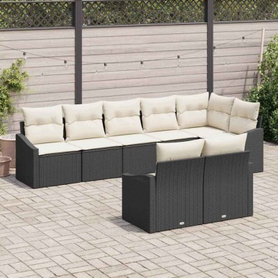 vidaXL Set de canapele pentru grădină 8 pcs Negru Rattan poli 3346767 foto