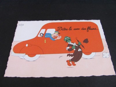 &amp;quot;Dites-le avec des fleurs&amp;quot;, Ilustrație A. Dubout 1958 - Carte Poștală Umoristică Franța foto