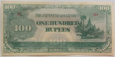 Bancnota OCUPATIE JAPONEZA IN BURMA - 100 RUPII, anul 1944 *cod 136 = A.UNC!