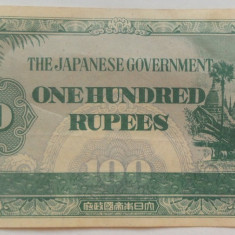 Bancnota OCUPATIE JAPONEZA IN BURMA - 100 RUPII, anul 1944 *cod 136 = A.UNC!