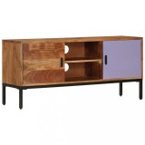 vidaXL Comodă TV, maro miere/gri, 110x30x50 cm, lemn masiv de acacia