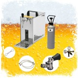 Komplett Set - Zapfanlage, Bierzapfanlage, Bierkoffer, Durchlaufk&uuml;hler PYGMY 25 1-leitig Trockenk&uuml;hler, 35 Liter/h, Zapfkopf: NC Adapter