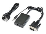 Adaptor VGA la HDMI, Active, Full HD, cablu convertor analog la digital, alimentare USB 5V, compatibil laptop pc tv monitor