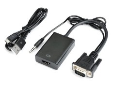 Adaptor VGA la HDMI, Active, Full HD, cablu convertor analog la digital, alimentare USB 5V, compatibil laptop pc tv monitor