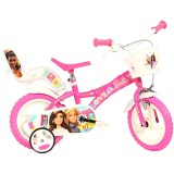 Cumpara ieftin Bicicleta Copii Dino Bikes 12" Barbie cu Roti Ajutatoare si Cos Depozitare, 3-5 Ani