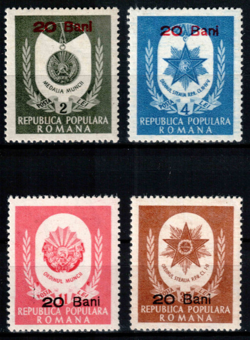 Romania 1952, LP 311, Ordine si medalii, supratipar, serie cu sarniera, MH*