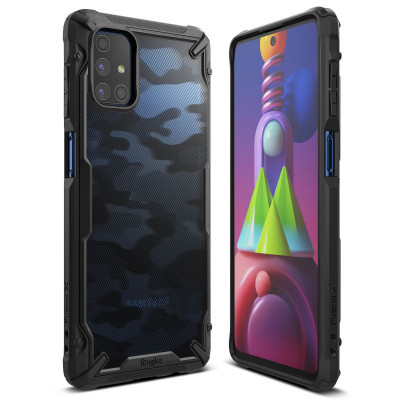 Husa Plastic - TPU Ringke Fusion X pentru Samsung Galaxy M51, Camo, Neagra XDSG0043 foto