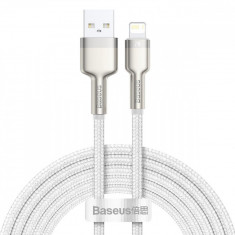 Cablu pentru incarcare si transfer de date Baseus Cafule Metal, USB/Lightning, 18W, 2.4A, 2m, Alb foto