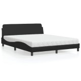 Gossi pat cu saltea, negru, 160x200 cm, piele ecologica