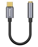 CABLU ADAPTOR Baseus, 1 x USB Type-C (T) la 1 x Jack 3.5mm (M), lungime cablu brodat 12 cm, gri &quot;CATL54-0G&quot; (timbru verde 0.18 lei) - 6953156297852