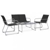 Set Mobilier Gradina 4 Piese Negru Otel Textil Gossi Masa 90x45 cm