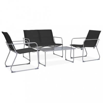 Gossi set mobilier de gradina, 4 piese, negru, otel si textil foto