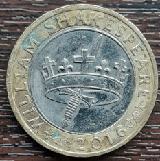 (M2217) MONEDA ANGLIA - 2 POUNDS 2016, COMEMORATIVA - WILLIAM SHAKESPEARE foto