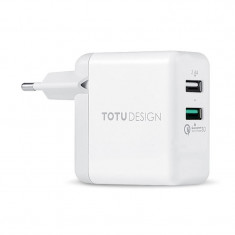 Incarcator Retea USB Totu Design Travel, 2 X USB, 18W, Quick Charge, Alb