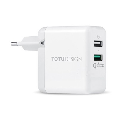 Incarcator Retea USB Totu Design Travel, 2 X USB, 18W, Quick Charge, Alb foto