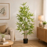 Cumpara ieftin Bambus Artificial cu Ghiveci ART, Verde, 120 cm - Decor Realist, Interior/Exterior, &Oslash;15cm, Polipropilena &amp; Metal