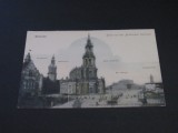 Carte Poștală Vintage Germania - Dresden&bdquo;Vedere de pe Terasa Br&uuml;hl&rdquo; cu Hofkirche și Georgenbau(posibil din perioada 1900-1940)