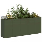 vidaXL Jardinieră verde măsline 200x40x80 cm oțel laminat la rece