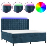 Cumpara ieftin Pat cu arcuri, saltea si LED, bleumarin, 180x200 cm, catifea