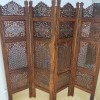 Superb paravan antic decorativ din lemn sculptat integral manual cu 4 panouri lemn de mahon