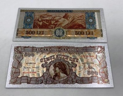 500 LEI 1947 (REPLICA/REPRODUCERE) POLIMER (PLASTIC) PLACATA CU ARGINT 999&amp;permil; foto